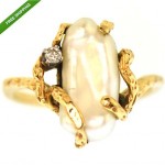 vintage estate pearl and diamond ring