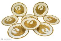 vintage fitz & floyd golden tsuru plates