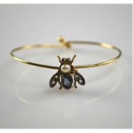 vintage french 18k sapphire and pearl bee bracelet