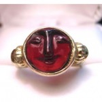 vintage garnet man in moon ring