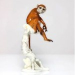 vintage hanz achtziger monkey in palm tee figurine