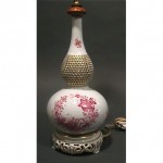 vintage herend reticulated doublt gourd table lamp