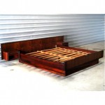vintage king danish modern rosewood bed with floating nightstands