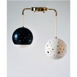 vintage mid-century atomic perforated double ball ceiling lamp