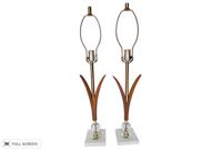 vintage mid-century teak lamps