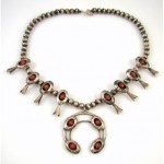 vintage navajo sterling coral squash blossom necklace