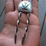 vintage navajo sterling inlay hair pin