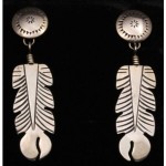 vintage navajo sterling stamped feather earrings