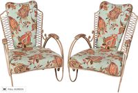 vintage pair midcentury iron garden chairs