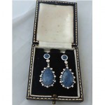 vintage pair sapphire and diamond drop earrings