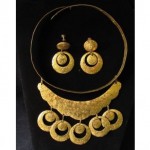 vintage pericles haiti brass necklace earrings set