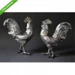 vintage spanish solid silver rooster figures
