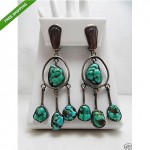 vintage sterling turquoise clip earrings