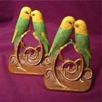 vitage pair 1930s cast iron lovebird bookends