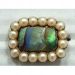 antique 1790s georgian pearl and shell mourning brooch