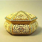 antique 1880s grainger reticulated jeweled porcelain box and cover