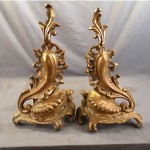 antique 1890s bronze andirons