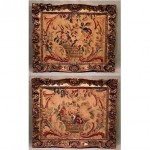 antique 18th century framed tapestry fragments