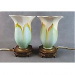 antique 1900s quezal art glass lamps