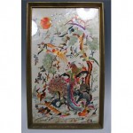 antique 1900s republican chinese framed silk embroidery