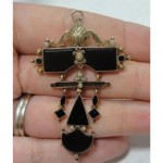 antique 19th century victorian onyx seed pearl pendant