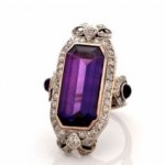 antique art deco amethyst diamond ring