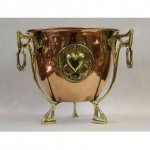 antique arts & crafts art nouveau brass and copper jardiniere