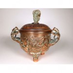 antique chinese bronze jade wood censer