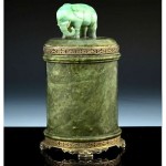 antique chinese jade jadeite desk jar box