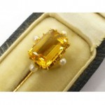 antique citrine and pearl stick pin