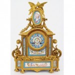 antique hand painted sevres porcelain gilt clock