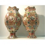 antique imperial chinese famille rose porcelain wedding lamps