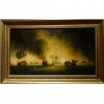 antique james hardy british battle of trafalgar oil painting