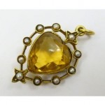 antique murrle bennett citrine pearl pendant