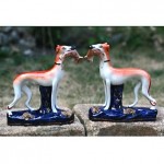 antique pair 1890s staffordshire dogs with game