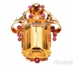 antique tiffany 18k citrine and ruby brooch