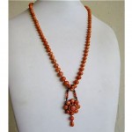 atique chinese graduated coral bead hand knotted necklace