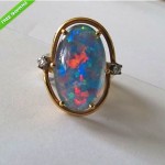 vintage 14k opal diamond ring