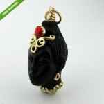 vintage 18k blackamoor ebony coral pendant