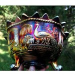 vintage 1900s northwood peacock carnival glass bowl