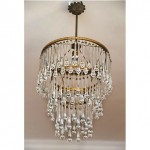 vintage 1920s bronze crystal chandelier