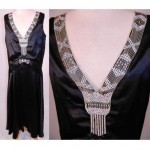 vintage 1920s satin rhinestone flapper dress