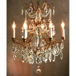 vintage 1940s gilded bronze and crystal chandelier