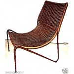 vintage 1950s frederick weinberg iron and wicker sling chair