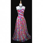 vintage 1960s estevez strapless silk chiffon maxi dress gown