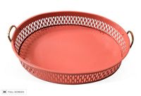 vintage 1970s coral lacquered pierced tray