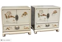 vintage 1970s handpainted lacquer nightstands