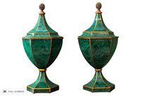 vintage 1970s maitland-smith faux malachite urns