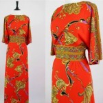 vintage 1970s print jersey maxi dress