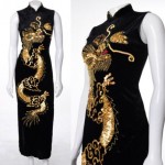 vintage 1990s velvet sequin dragon dress